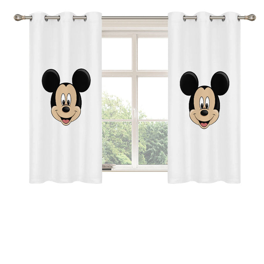 Mickey Mouse Logo White Peach Skin Window Curtains