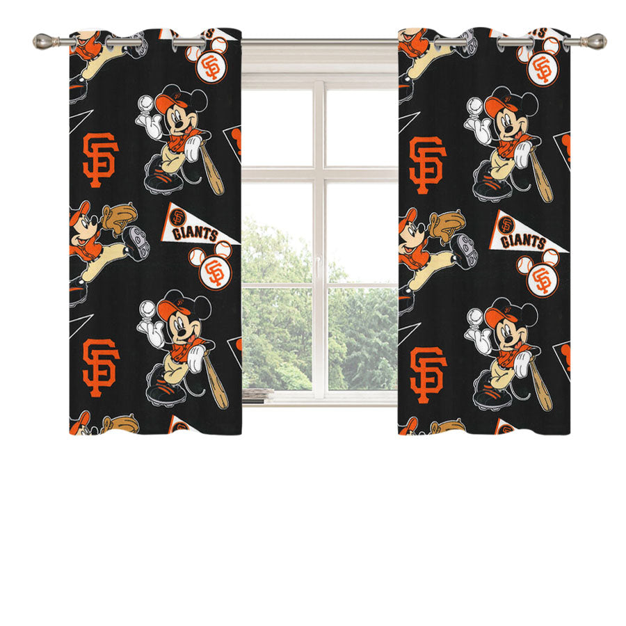 Mickey Mouse San Francisco Giants Peach Skin Window Curtains