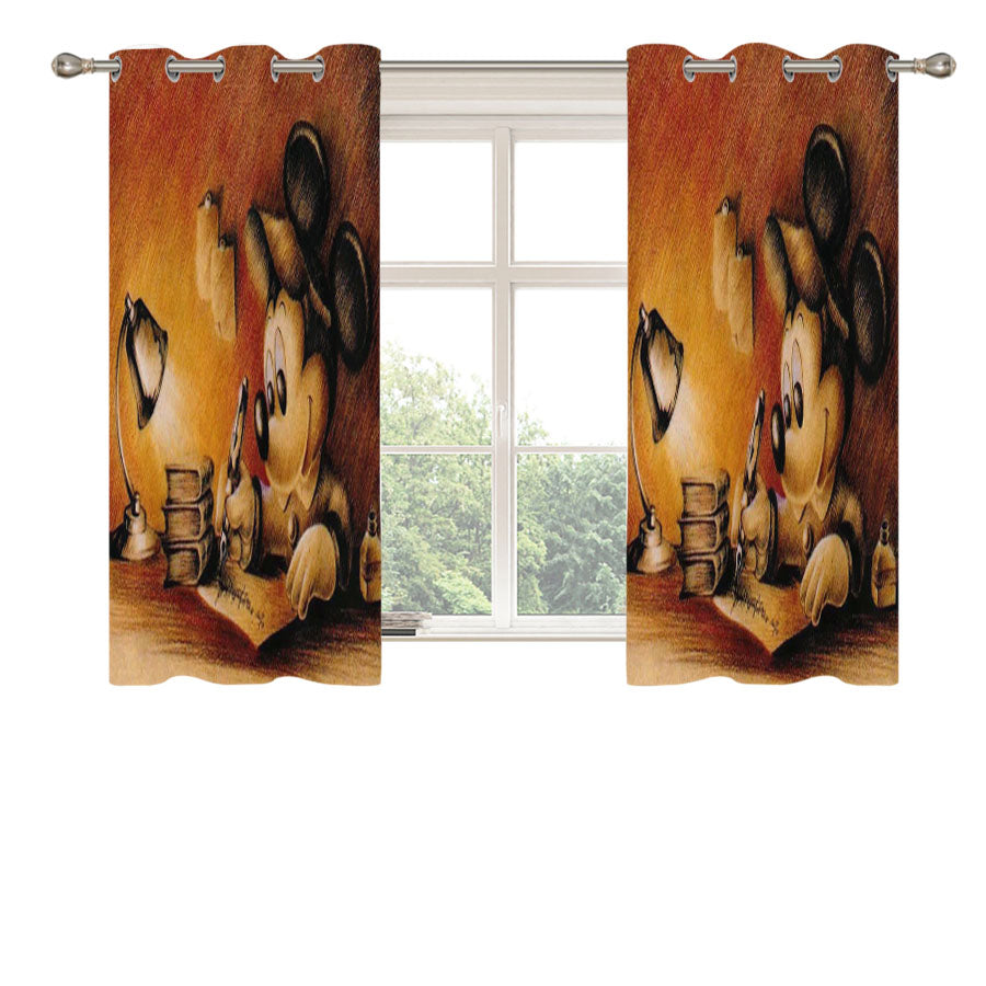 Mickey Mouse Sketch Peach Skin Window Curtains