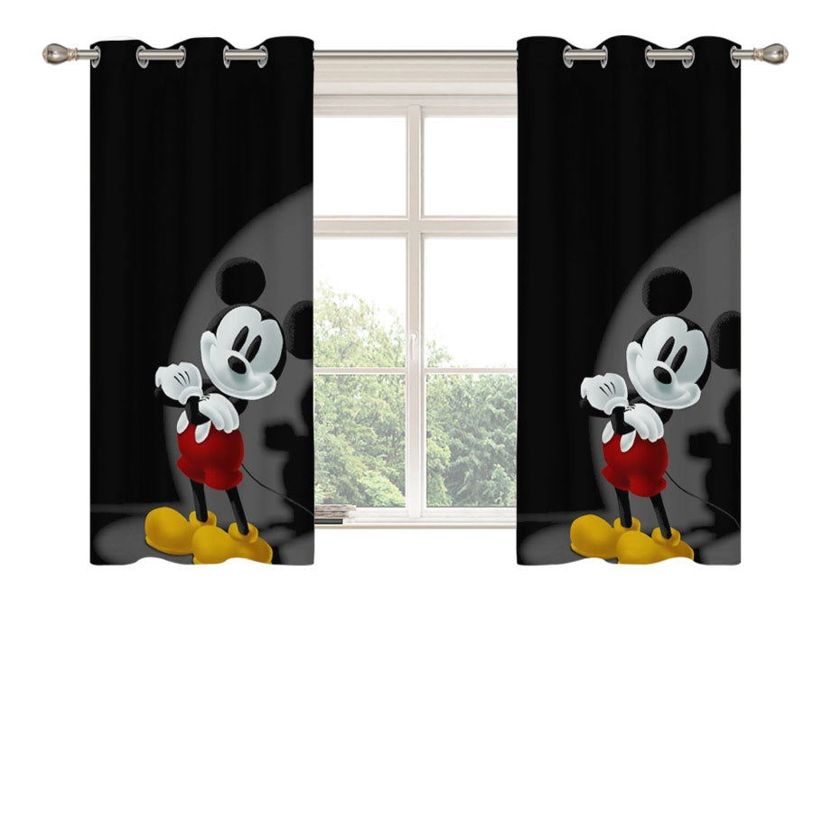 Mickey Mouse Spotlight Black Peach Skin Window Curtains