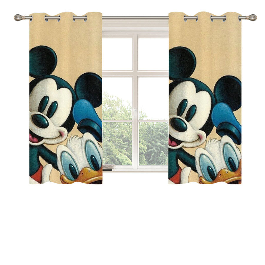 Mickey N Friends Peach Skin Window Curtains