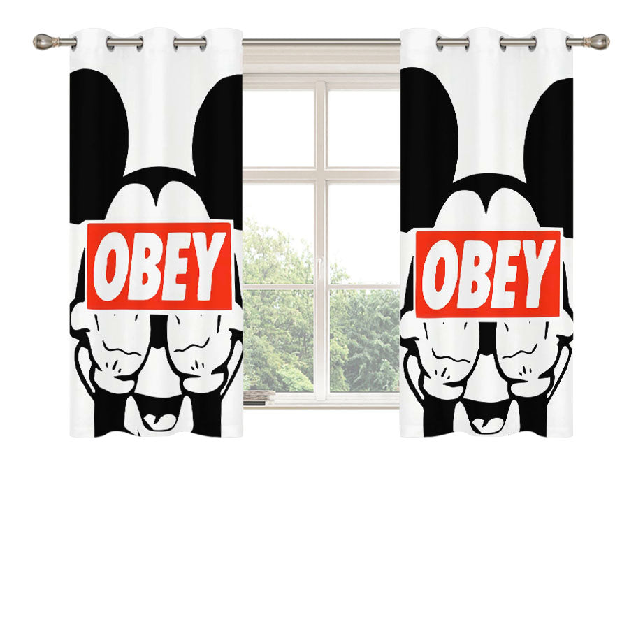 Mickey Obey Style Peach Skin Window Curtains