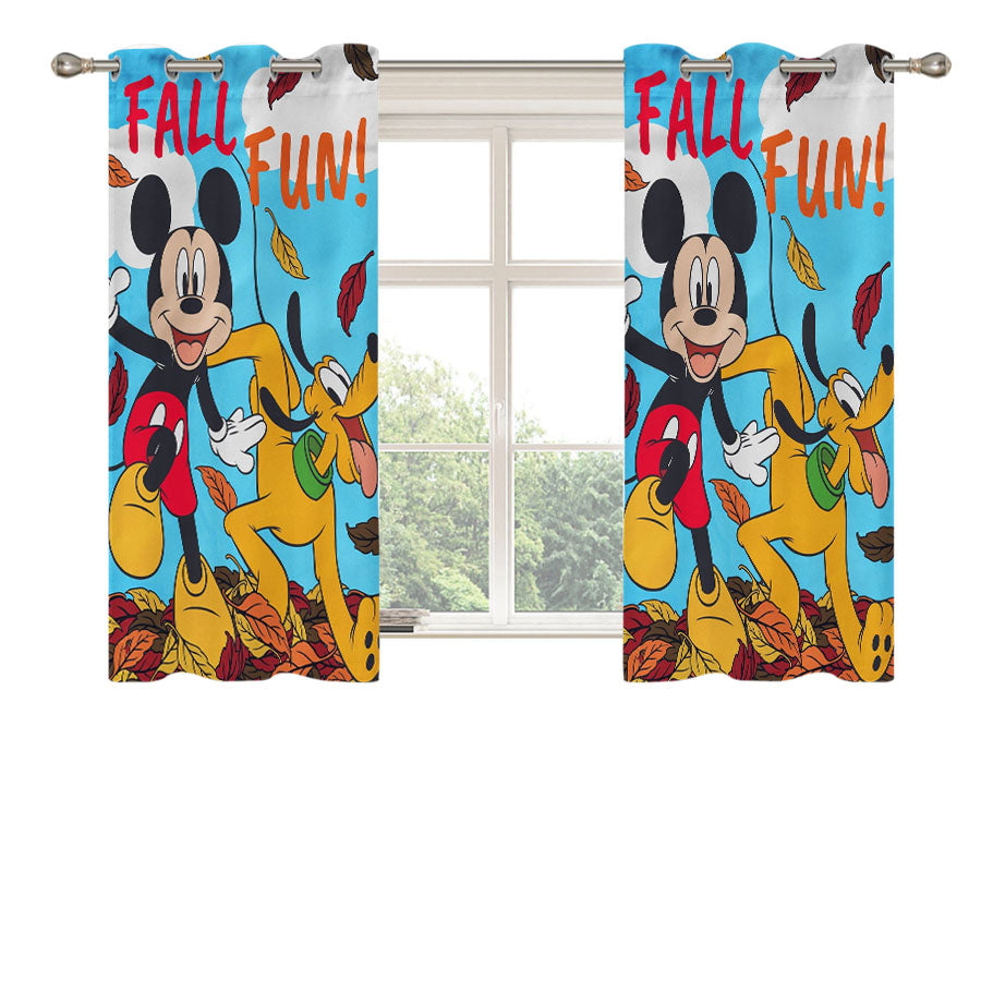 Mickey Pluto Fall Peach Skin Window Curtains