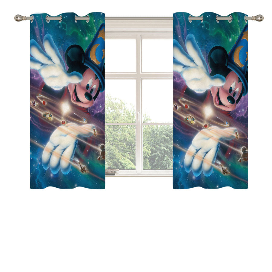 Mickey Universe Peach Skin Window Curtains
