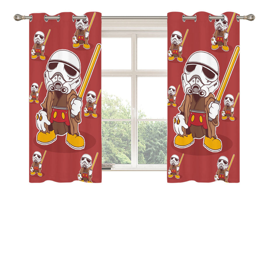 Mickey Wars Pattern Peach Skin Window Curtains