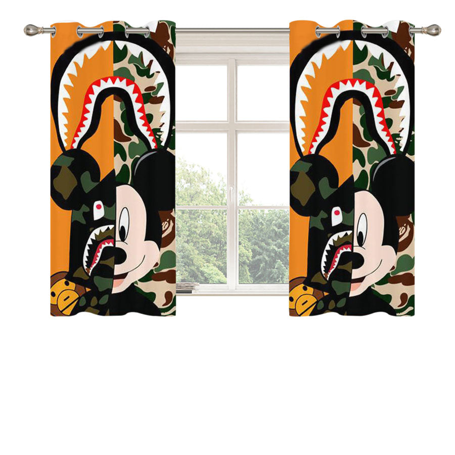 Mickey Wear A Bape Peach Skin Window Curtains