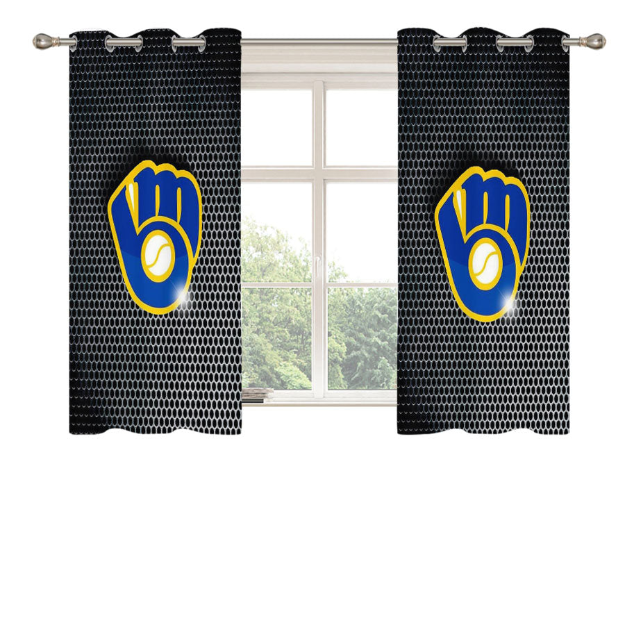 Milwaukee Brewers Logo 2 Peach Skin Window Curtains