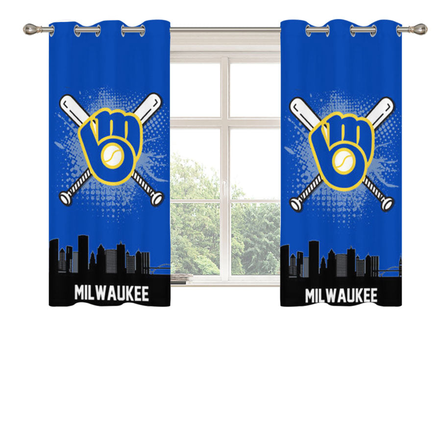 Milwaukee Brewers Team Logo Peach Skin Window Curtains