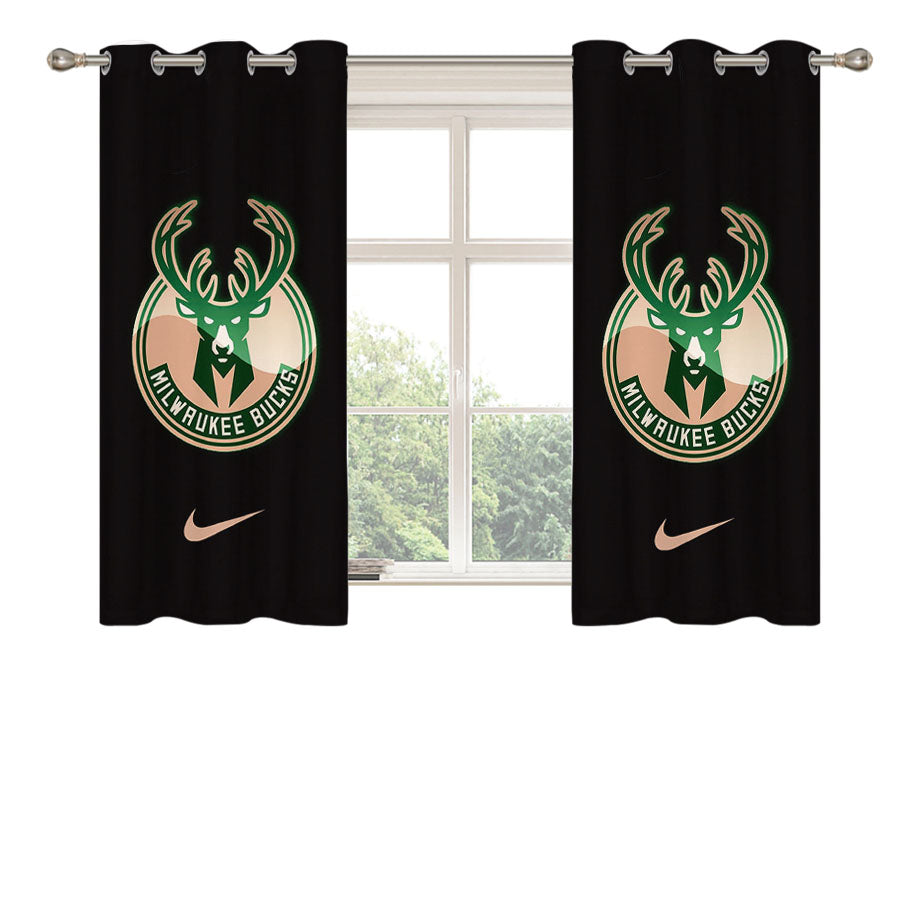 Milwaukee Bucks Logo 1 Peach Skin Window Curtains