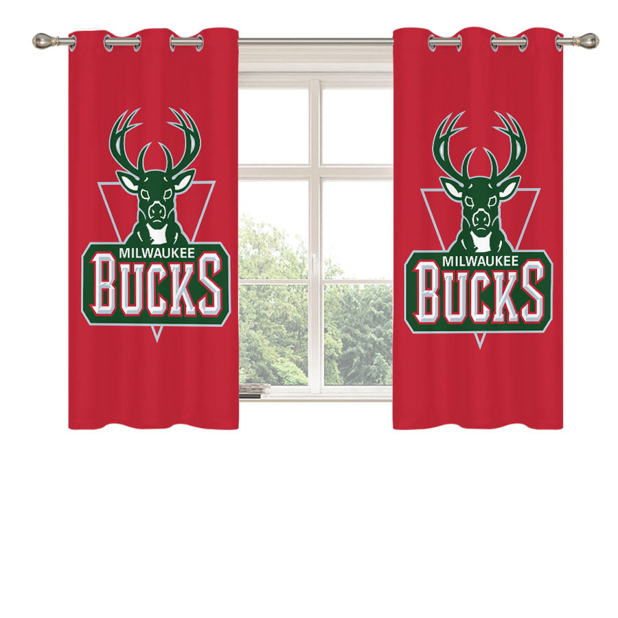 Milwaukee Bucks Red Logo Peach Skin Window Curtains