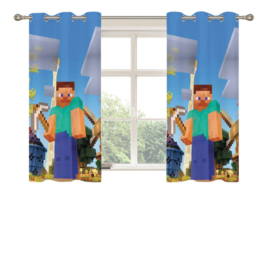 Minecraft Construction Peach Skin Window Curtains