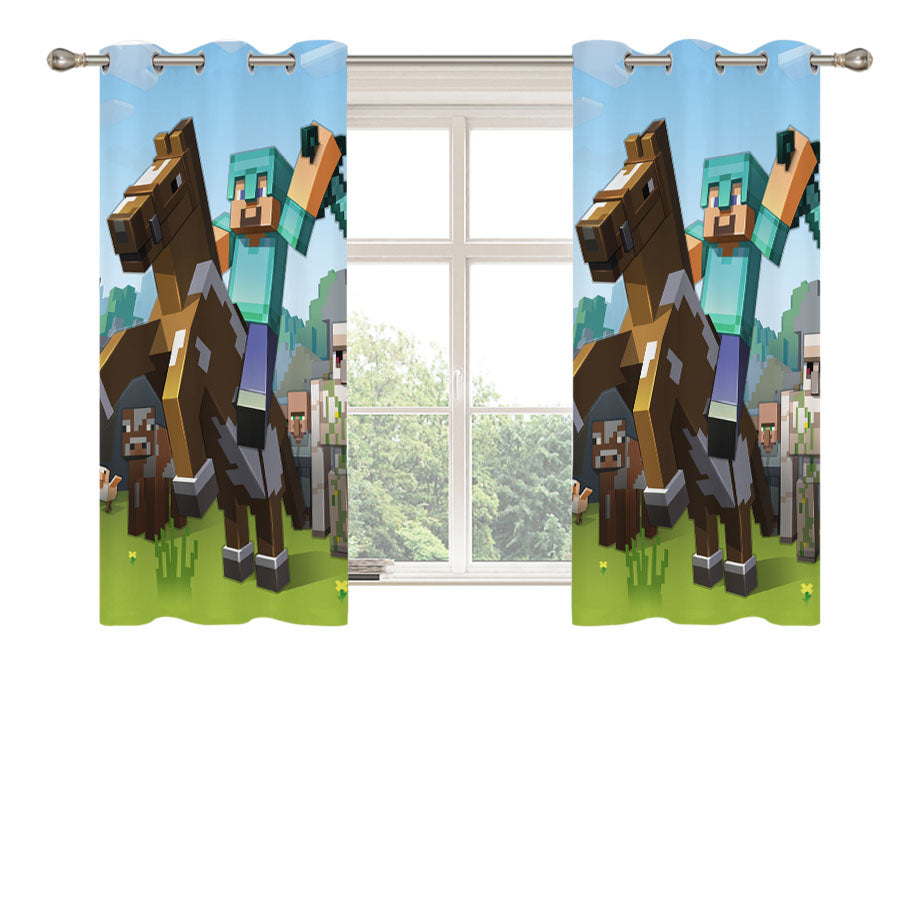 Minecraft Diamond Warrior Peach Skin Window Curtains