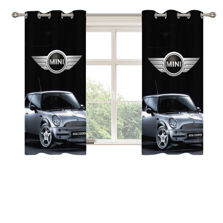 Mini Cooper Car Logo Peach Skin Window Curtains