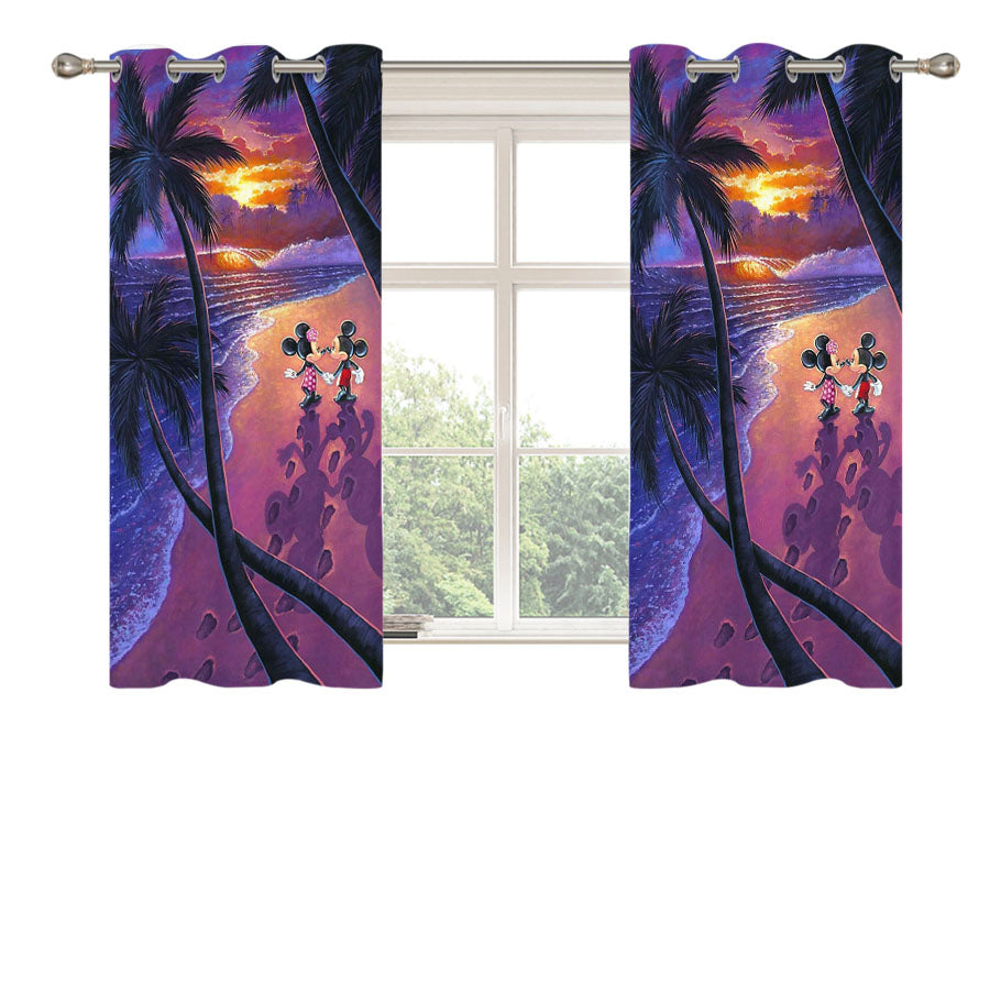 Minnie Mickey Mouse Romance Peach Skin Window Curtains