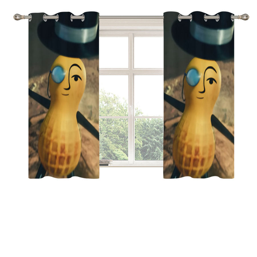 Mr Peanut Cartoon Falling Peach Skin Window Curtains
