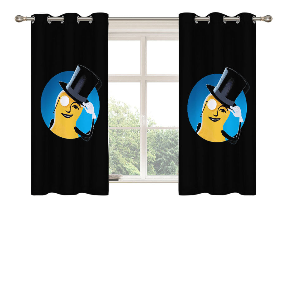 Mr Peanuts Cartoon On Black Peach Skin Window Curtains