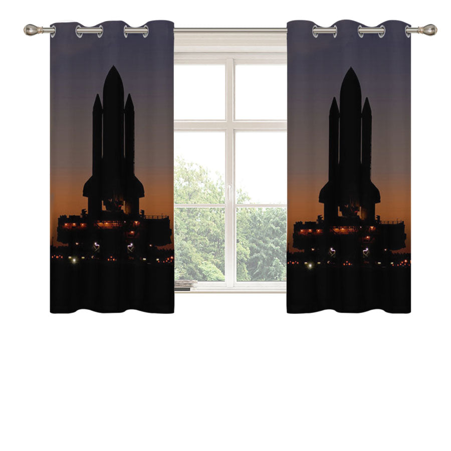 Nasa Shuttle Waiting For Launch Peach Skin Window Curtains