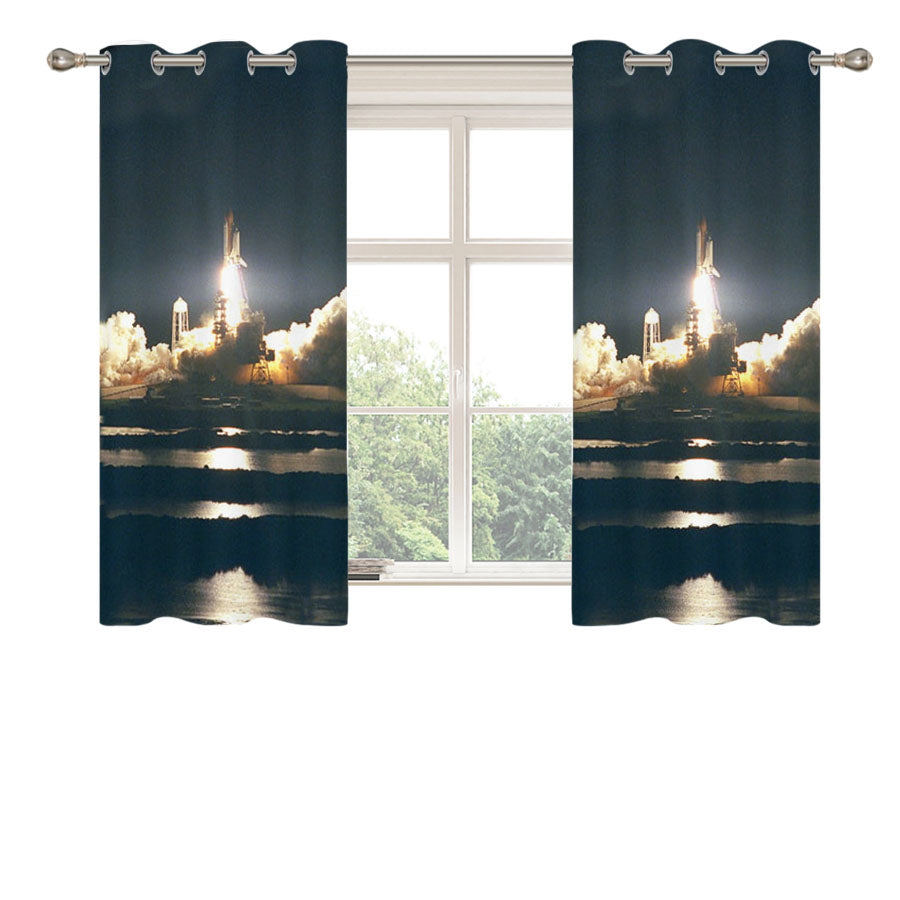 Nasa Space Shuttle Launch Take Off Peach Skin Window Curtains