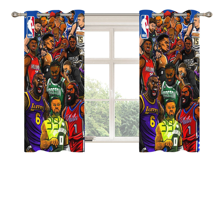 Nba Legends Wallpaper Peach Skin Window Curtains