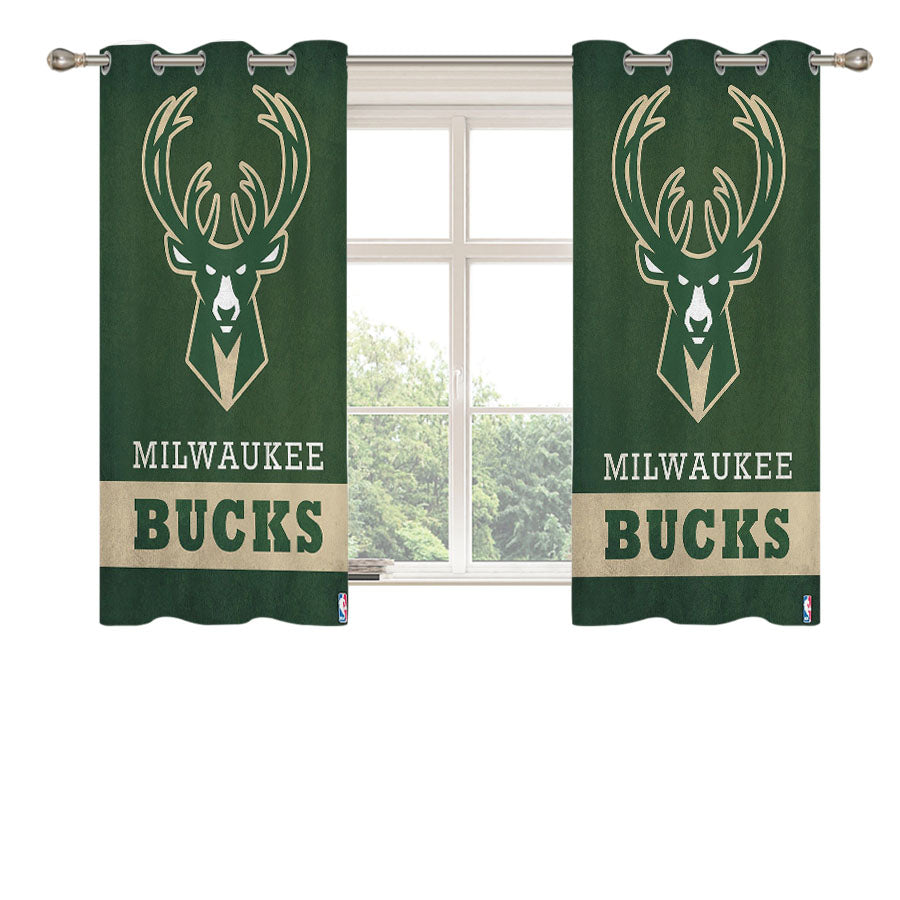 Nba Milwaukee Bucks Logo Peach Skin Window Curtains