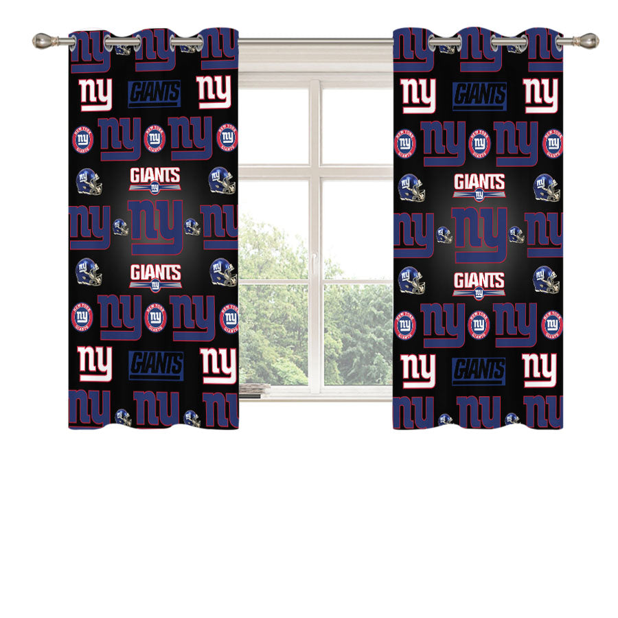 New York Giants Logo Pattern Peach Skin Window Curtains