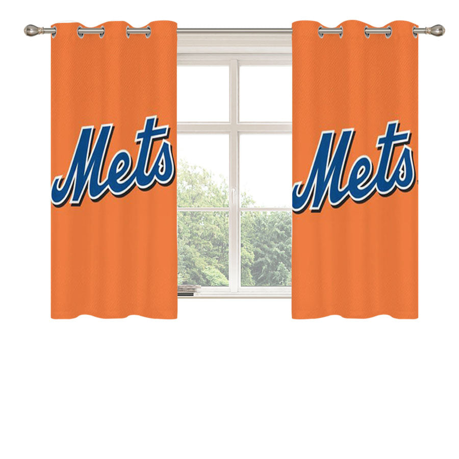 New York Mets Orange Peach Skin Window Curtains