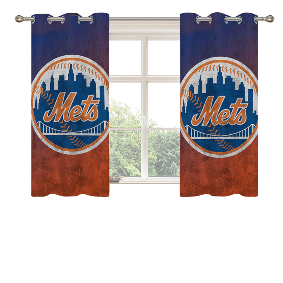New York Mets Texture Peach Skin Window Curtains