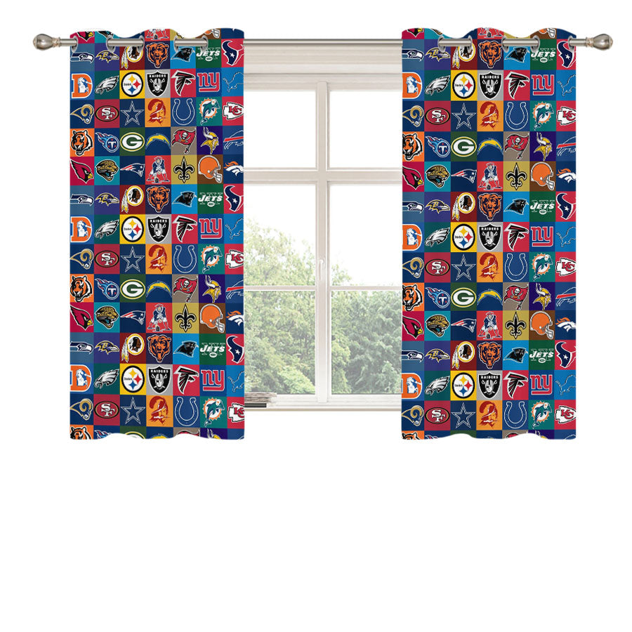 Nfl Teams Logo Collage Collection Peach Skin Window Curtains