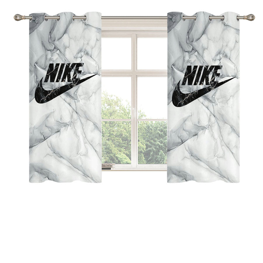Nike Art White Glossy Peach Skin Window Curtains