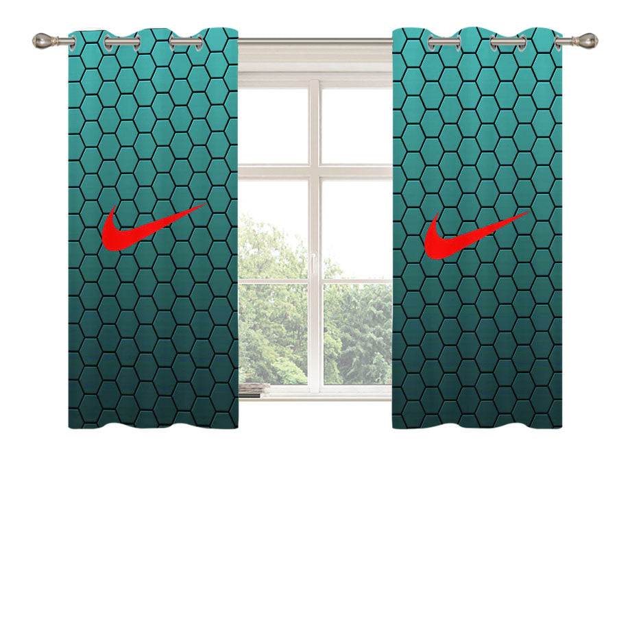 Nike Carbon Blue Peach Skin Window Curtains