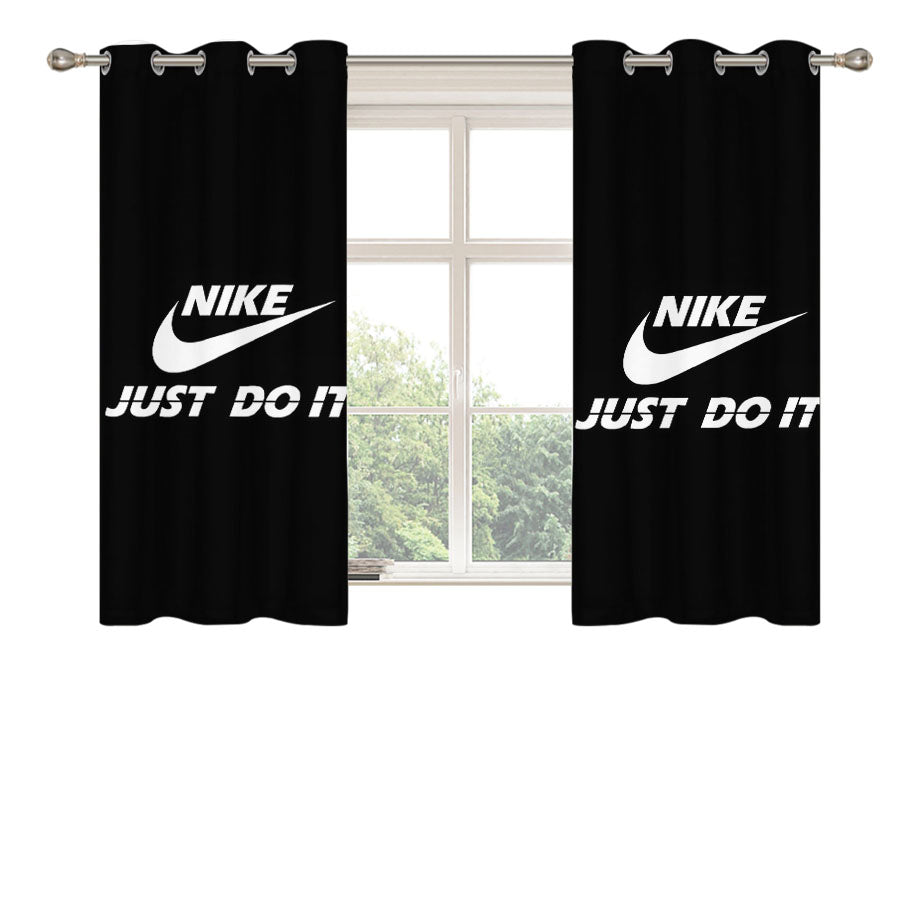 Nike Just Do It Black Peach Skin Window Curtains