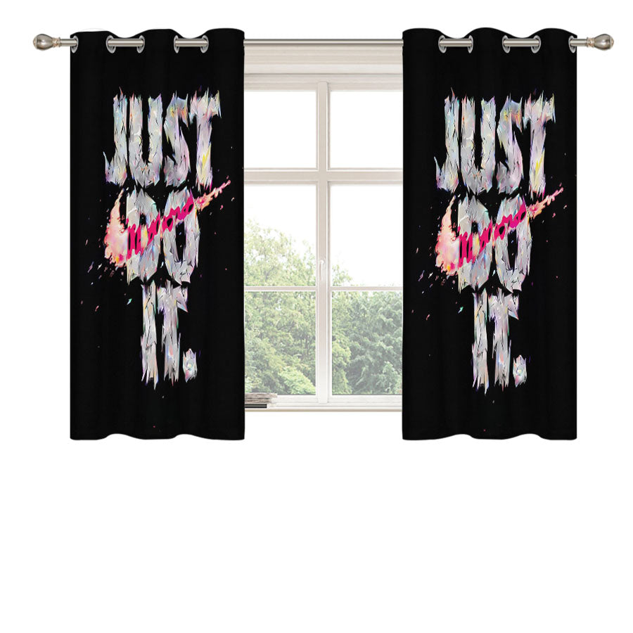 Nike Just Do It Graffiti White Logo Peach Skin Window Curtains