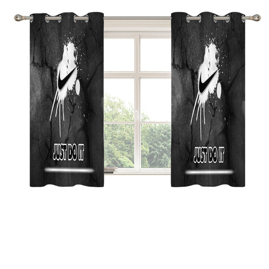 Nike Just Do It White Splat Logo Peach Skin Window Curtains