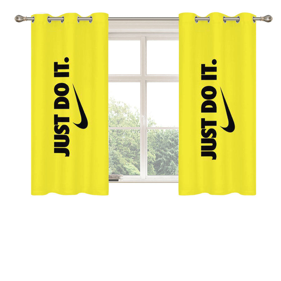 Nike Just Do It Yellow Peach Skin Window Curtains