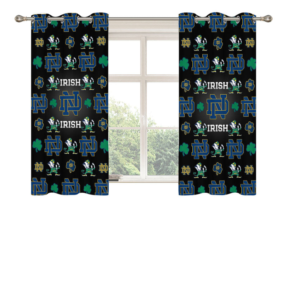 Notre Dame Irish Logo Pattern Peach Skin Window Curtains