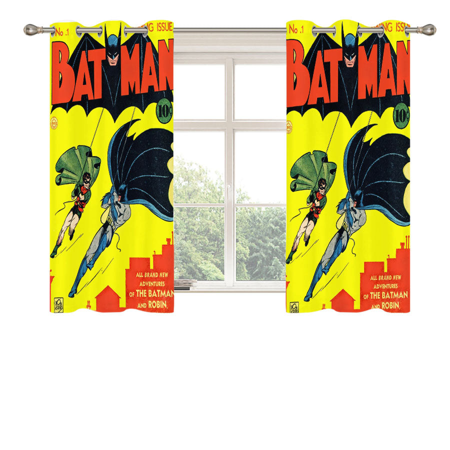 Number 1 Batman Retro Comic Peach Skin Window Curtains