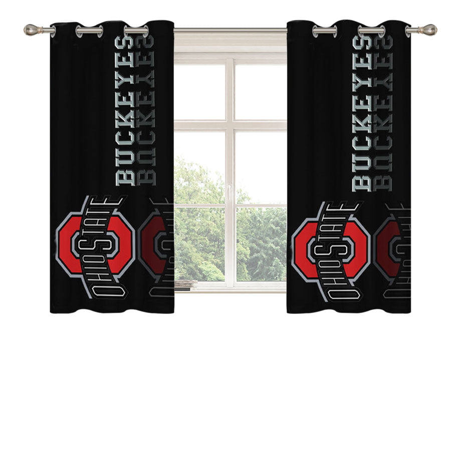 Ohio State Buckeyes Black Peach Skin Window Curtains