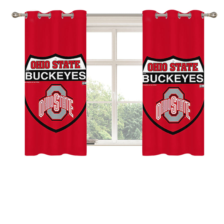 Ohio State Buckeyes Logo Red Peach Skin Window Curtains