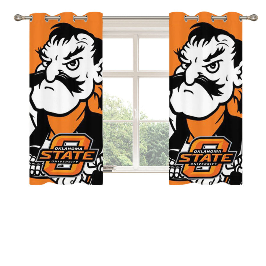 Oklahoma State Big Cowboy Peach Skin Window Curtains