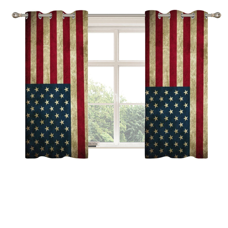 Old American Flag Peach Skin Window Curtains