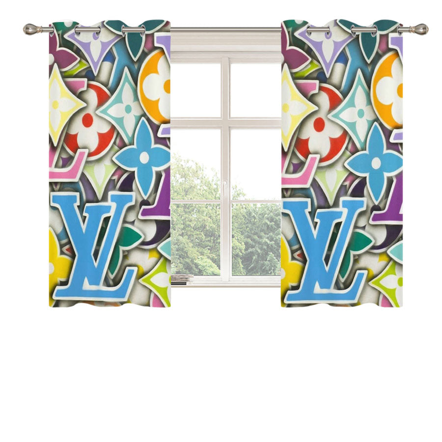 Pattern Takasi Murakami Lv Style Peach Skin Window Curtains