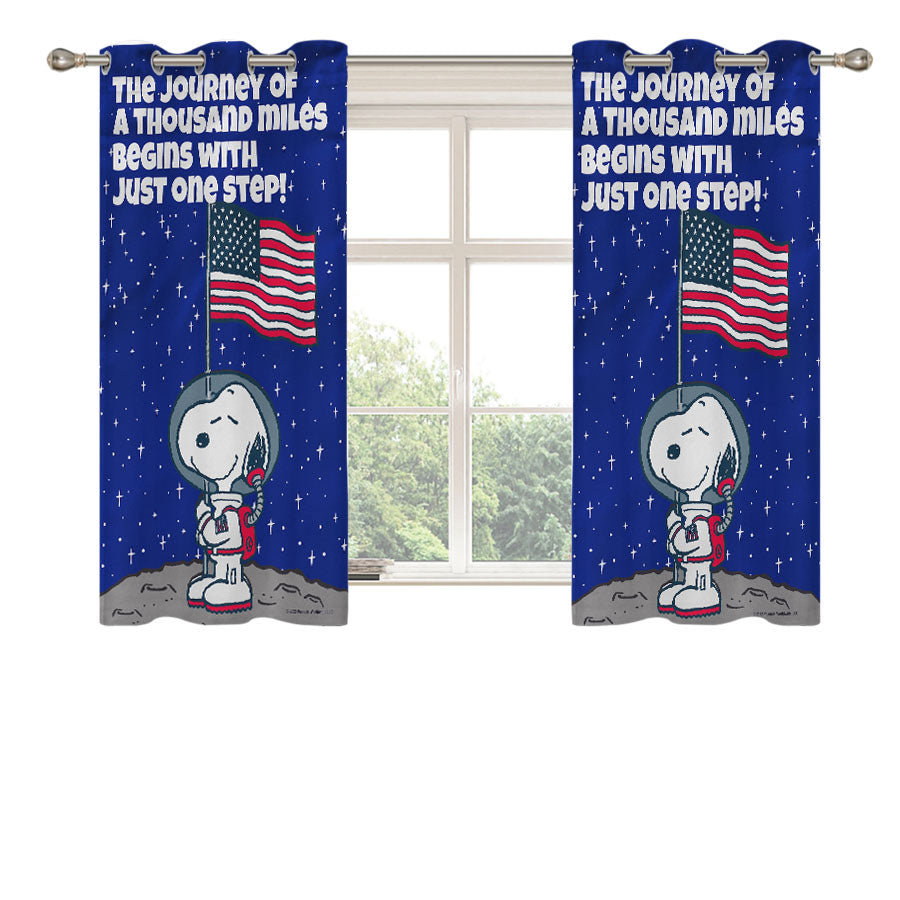 Peanuts Astronaut Snoopy One Step Peach Skin Window Curtains