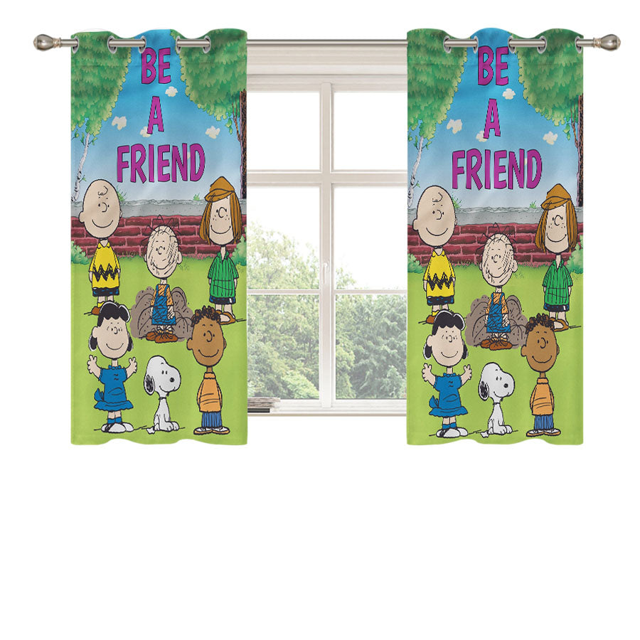 Peanuts Be A Friend Peach Skin Window Curtains