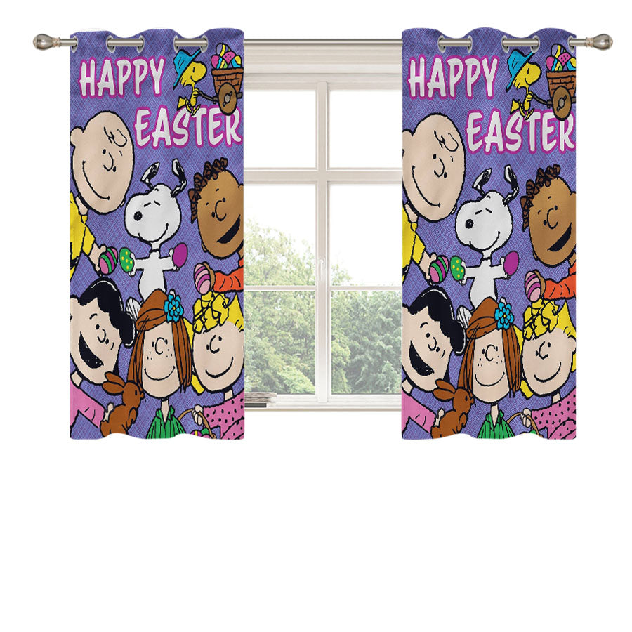 Peanuts Characters Easter Peach Skin Window Curtains
