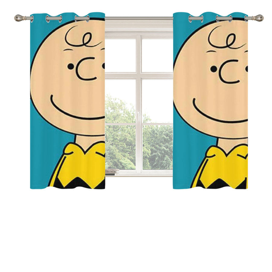 Peanuts Charlie Brown Blue Peach Skin Window Curtains