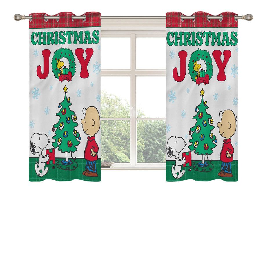 Peanuts Christmas Joy Peach Skin Window Curtains