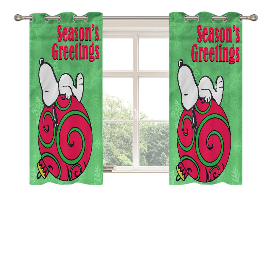 Peanuts Christmas Ornament Snoopy Peach Skin Window Curtains