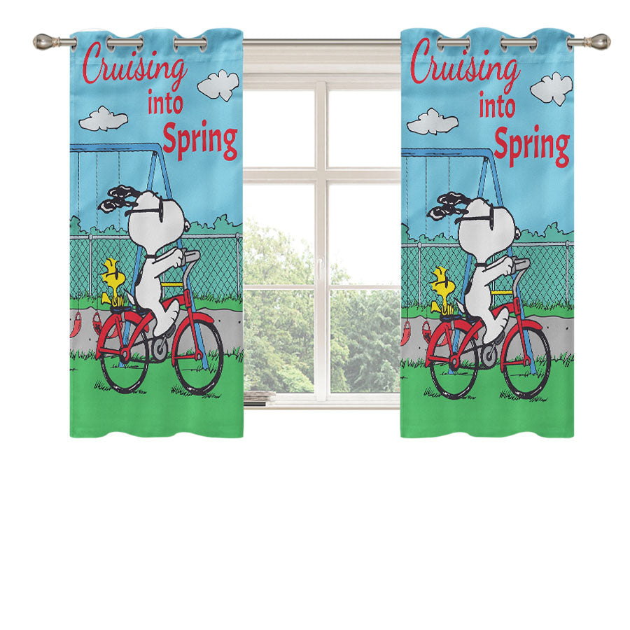 Peanuts Cruising Into Spring Peach Skin Window Curtains