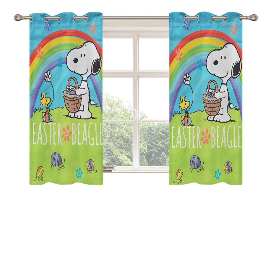 Peanuts Easter Beagle Snoopy Peach Skin Window Curtains