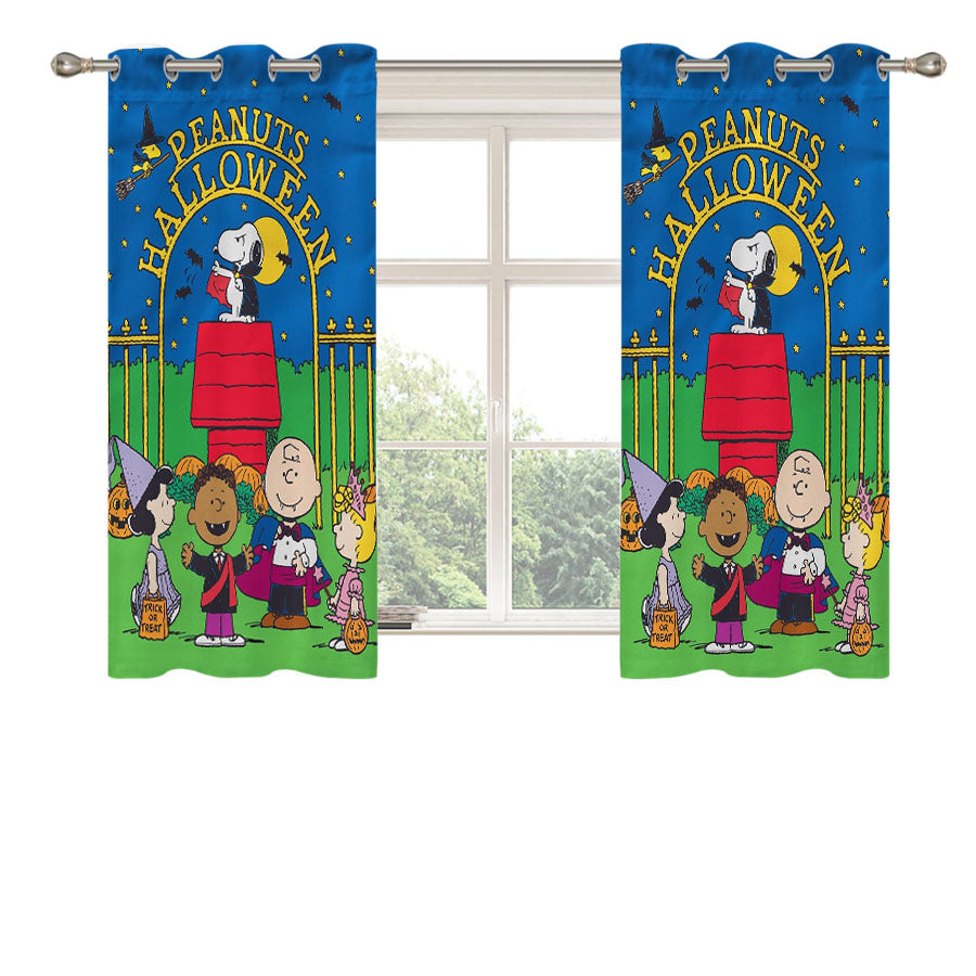 Peanuts Halloween Peach Skin Window Curtains